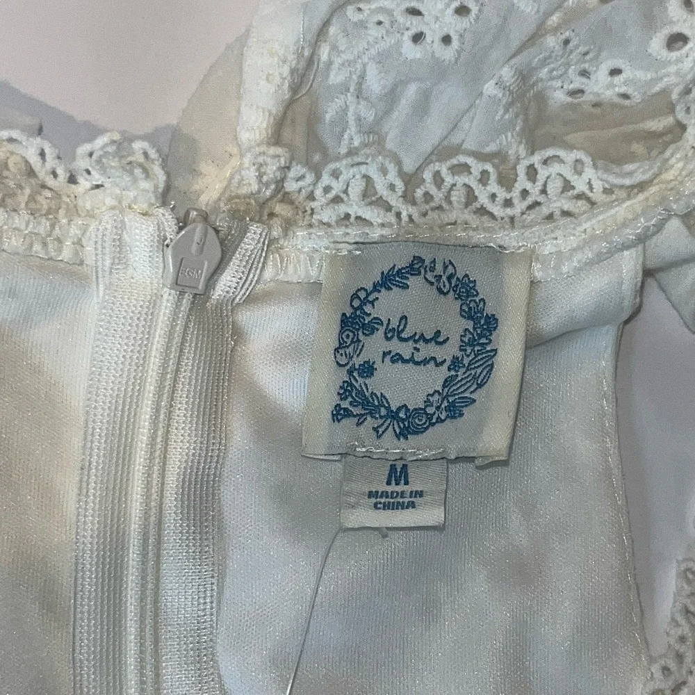 Francescas Blue Rain Eyelet Lace Dress Med Flutter Coquette Girly Romantic Frill